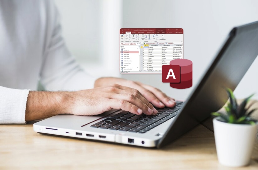 Person working on a laptop